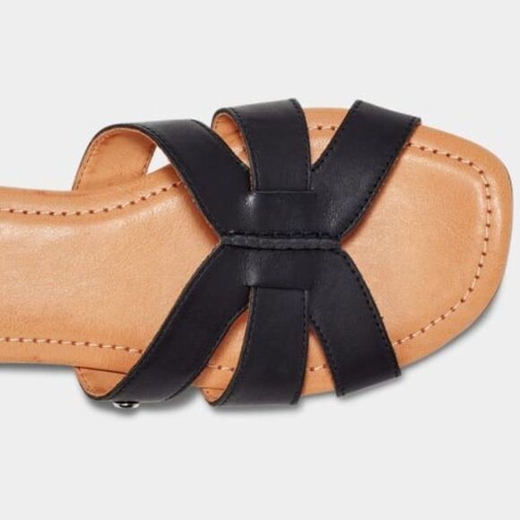UGG Black Slide Sandals with Crisscross Straps - Picture 3 of 13